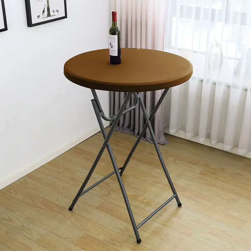 Nappe de Table ronde ajustée de couleur blanche, couverture de Table de Cocktail en Spandex, décoration de Table de Bar haut, extensible élastique résistant aux taches Housse de France