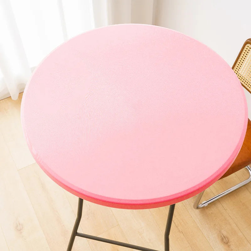 Nappe de Table ronde ajustée de couleur blanche, couverture de Table de Cocktail en Spandex, décoration de Table de Bar haut, extensible élastique résistant aux taches Housse de France