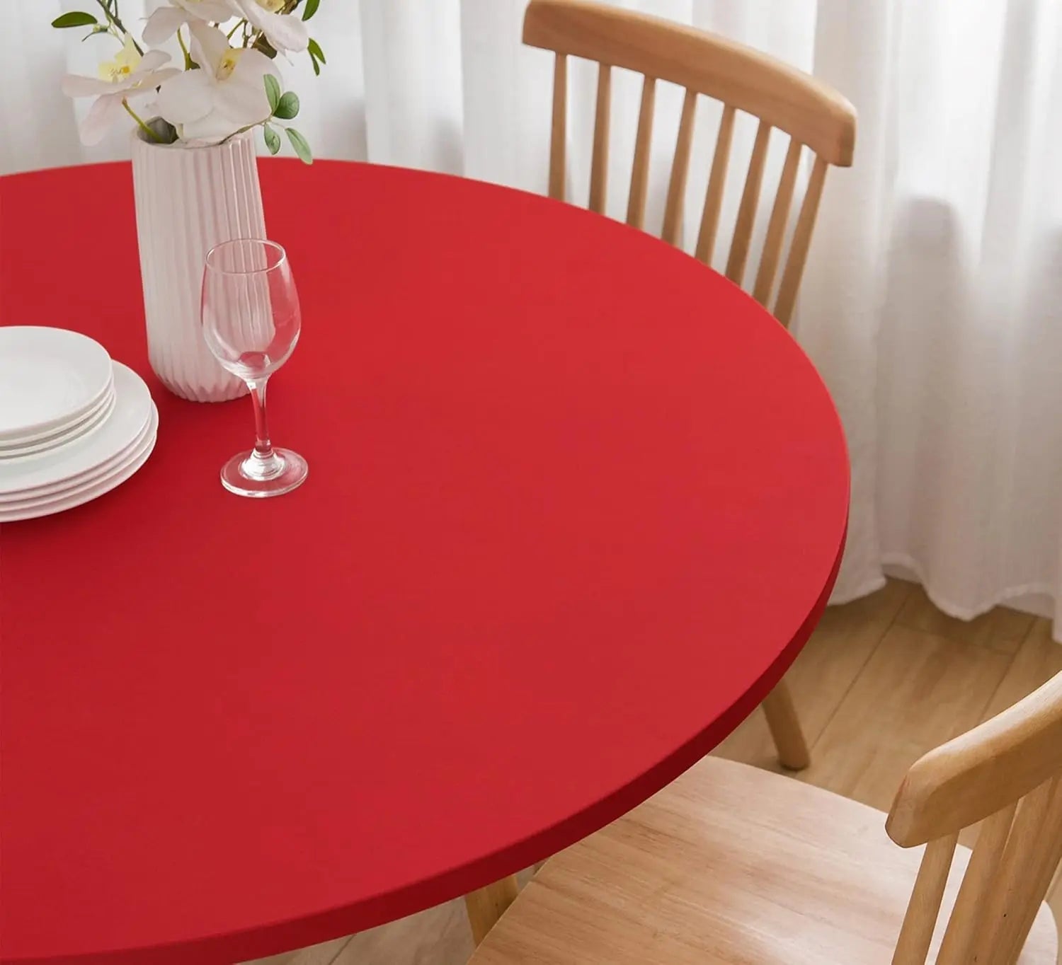 Nappe de Table ronde ajustée de couleur blanche, couverture de Table de Cocktail en Spandex, décoration de Table de Bar haut, extensible élastique résistant aux taches Housse de France