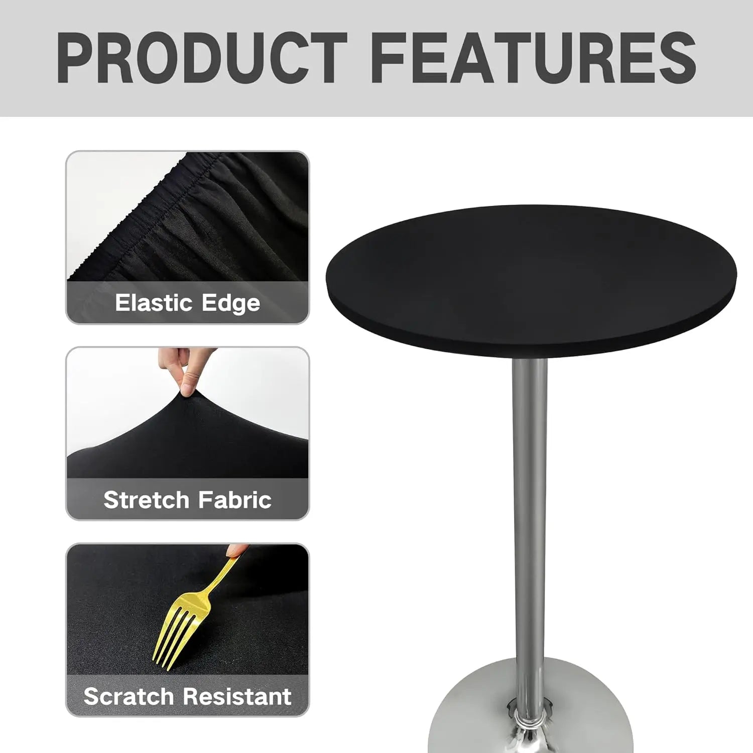 Nappe de Table ronde ajustée de couleur blanche, couverture de Table de Cocktail en Spandex, décoration de Table de Bar haut, extensible élastique résistant aux taches Housse de France
