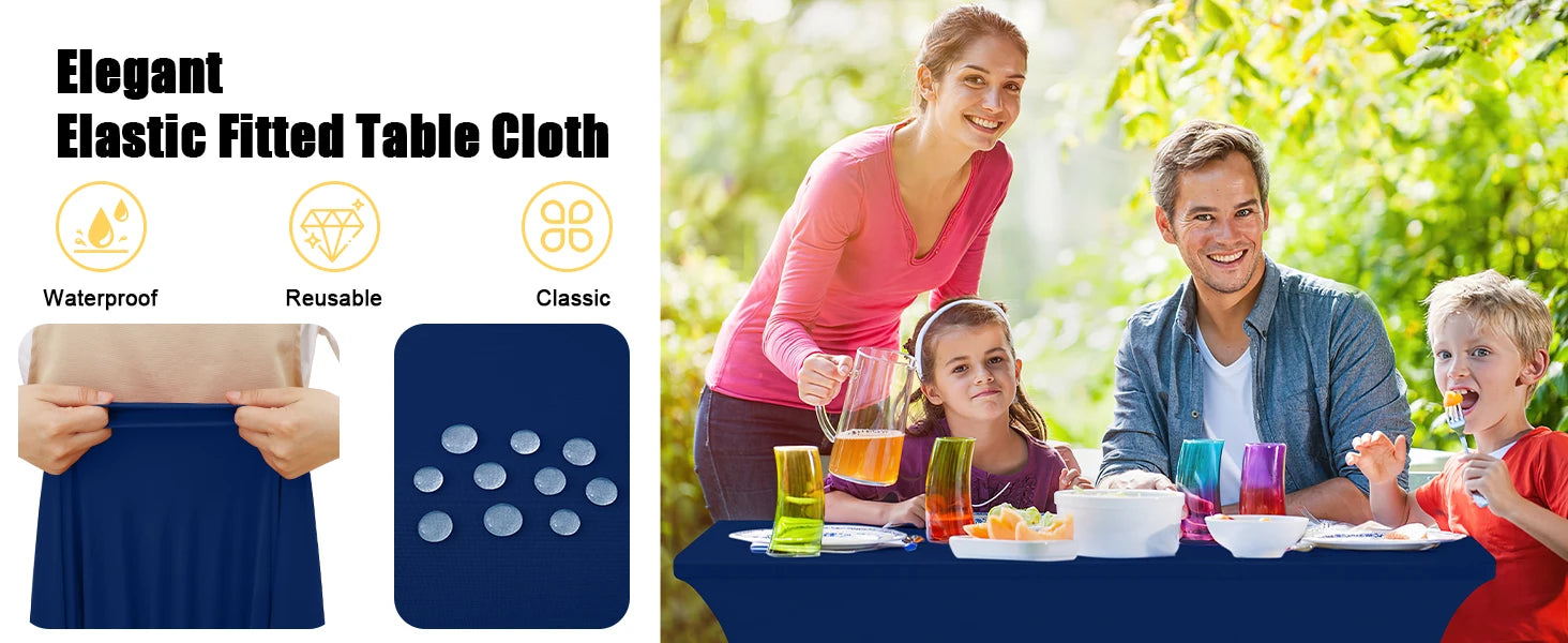 Olanly-Nappes élastiques lavables en machine, couvre-table en spandex, réutilisable, pour table d'extérieur, pour fêtes de mariage et de Noël Housse de France