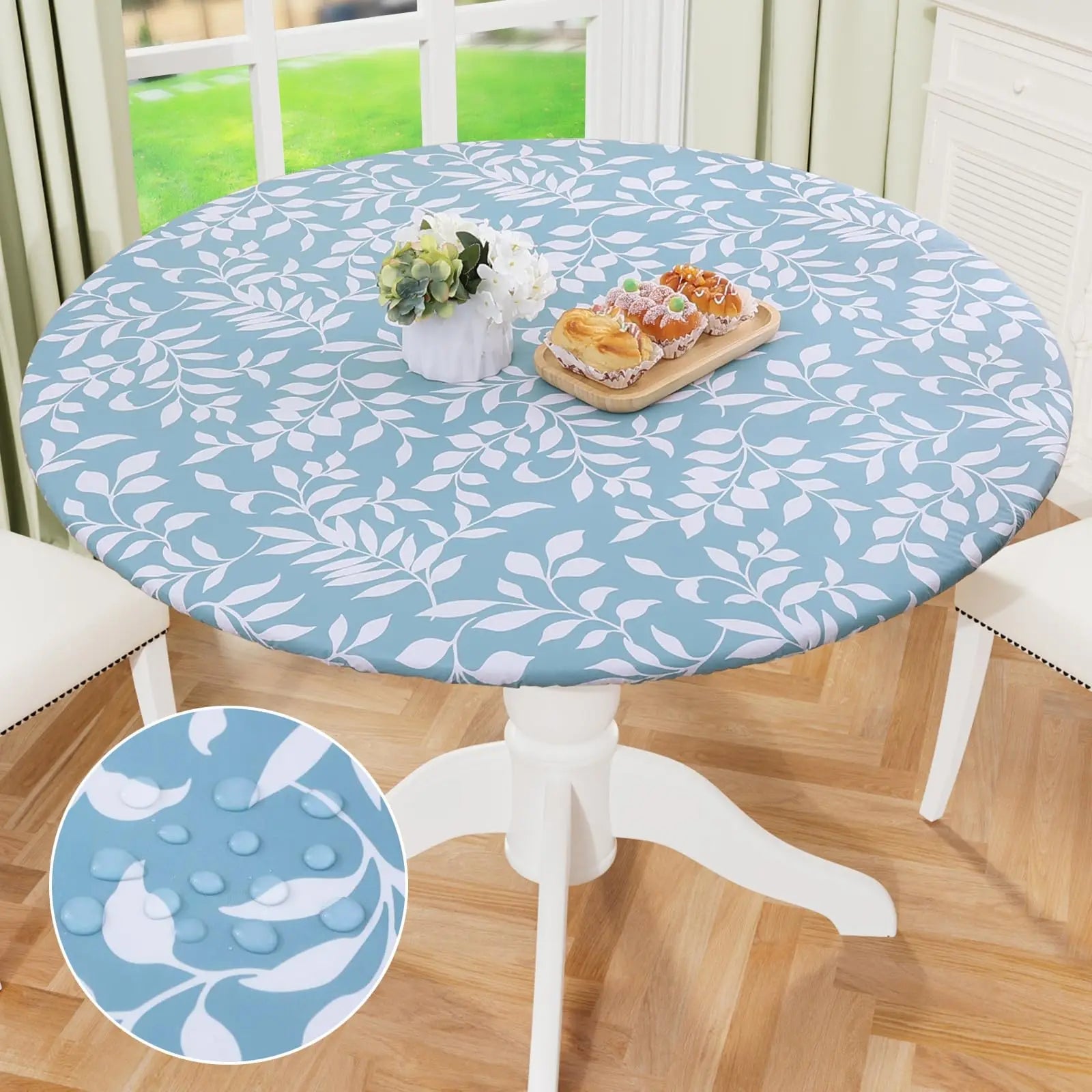 Olanly – nappe ronde élastique ajustée en flanelle, couverture de Table en vinyle imperméable et essuyable pour Table à manger et Camping Housse de France