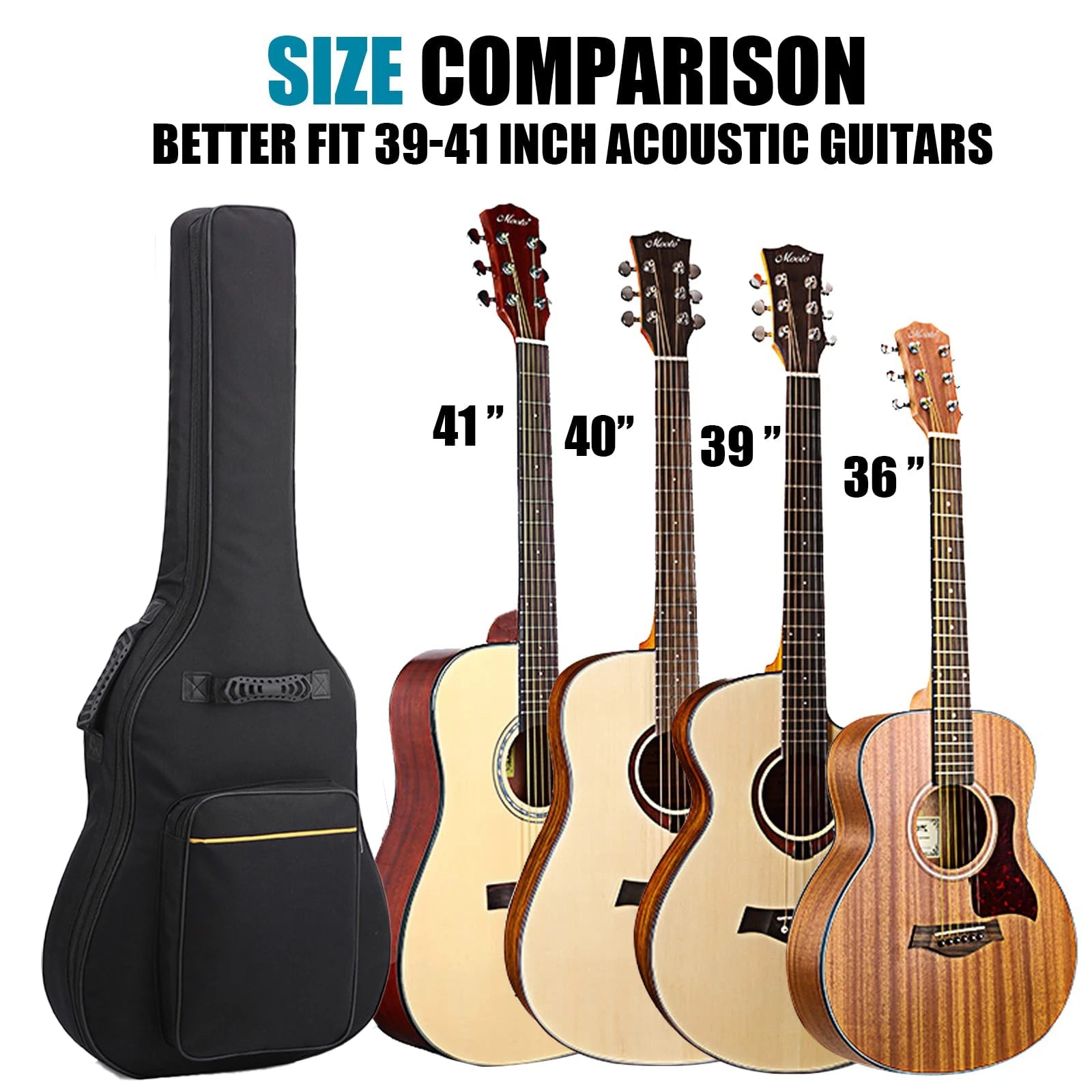Sac pour guitare acoustique 36-41 pouces, rembourrage en éponge épaisse, résistant à l'eau, bandoulière réglable, étui pour guitare électrique, anti-poussière Housse de France