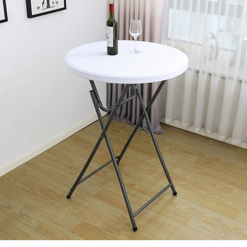 Nappe de Table ronde ajustée de couleur blanche, couverture de Table de Cocktail en Spandex, décoration de Table de Bar haut, extensible élastique résistant aux taches Housse de France
