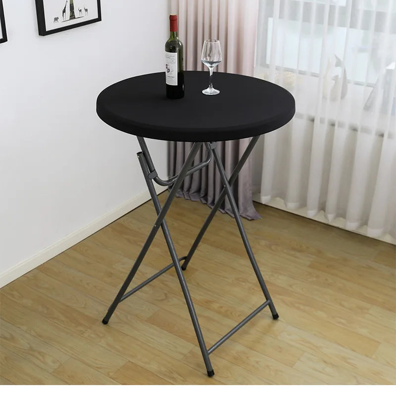 Nappe de Table ronde ajustée de couleur blanche, couverture de Table de Cocktail en Spandex, décoration de Table de Bar haut, extensible élastique résistant aux taches Housse de France