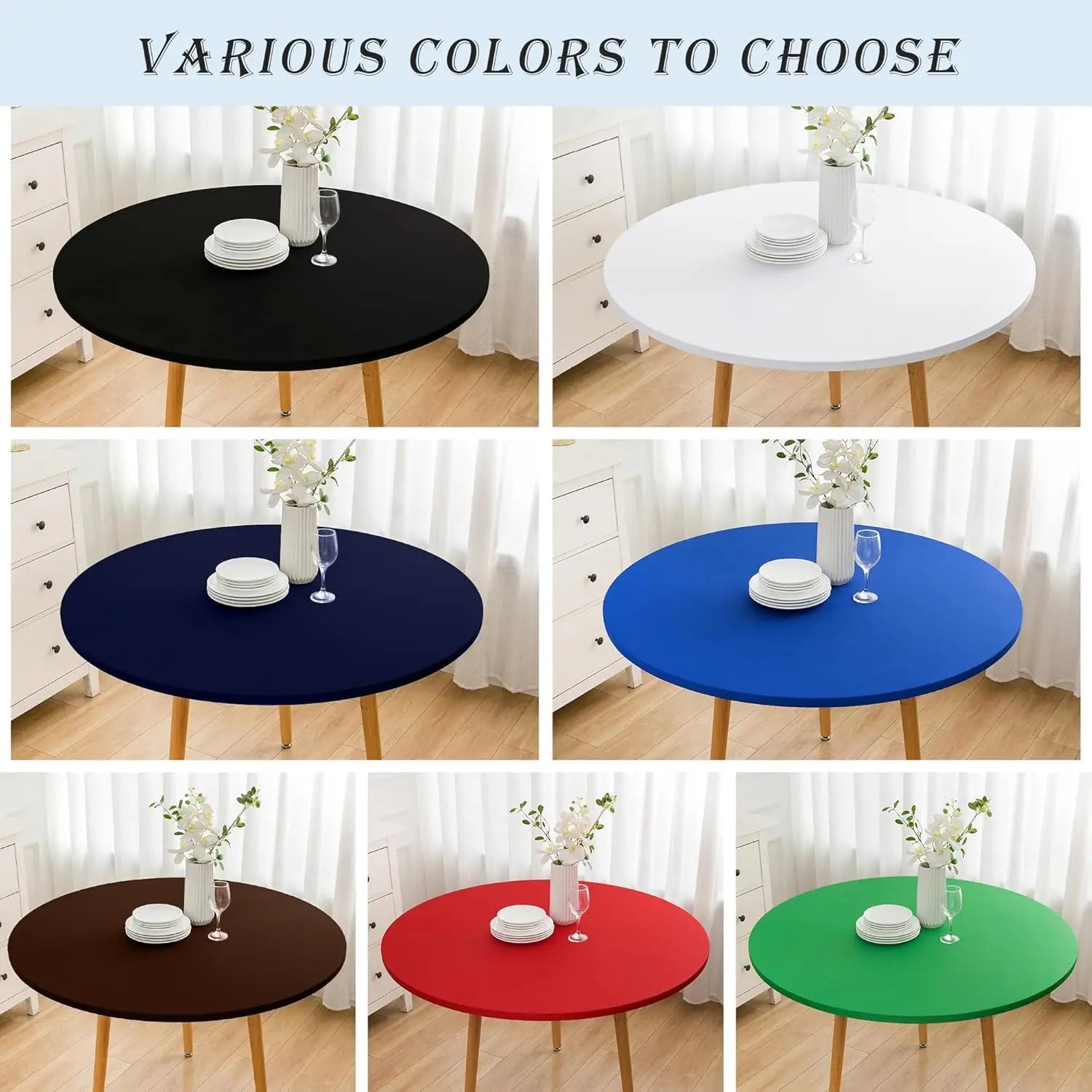 Nappe de Table ronde ajustée de couleur blanche, couverture de Table de Cocktail en Spandex, décoration de Table de Bar haut, extensible élastique résistant aux taches Housse de France