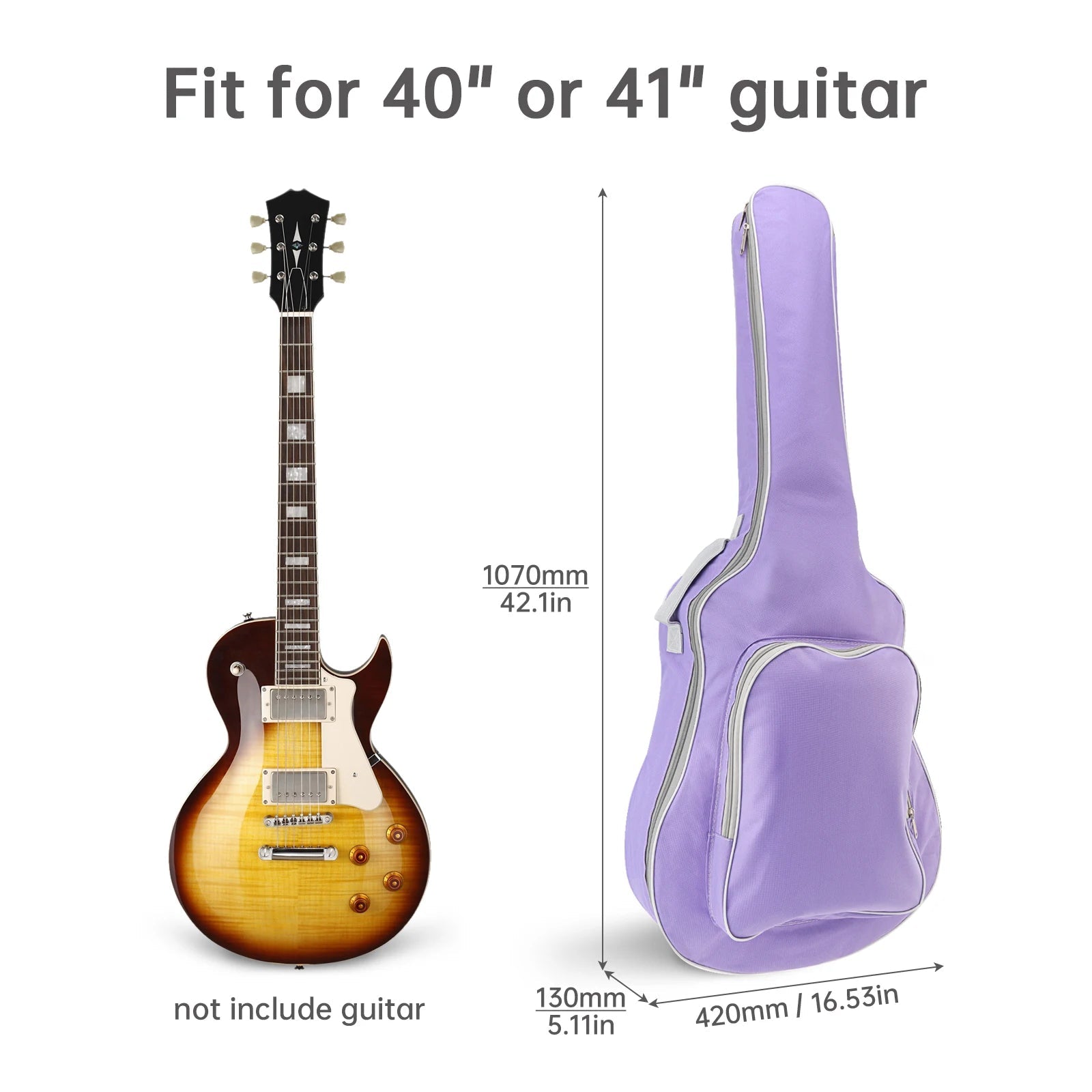 1 pièce 40 / 41 pouces rembourré résistant à l'eau épais guitare acoustique sac à dos Gig, sac de guitare à couverture souple Housse de France