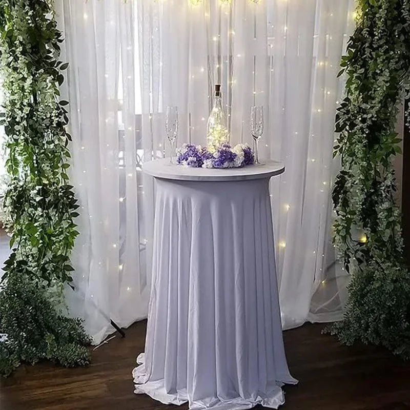 Jupe de Table extensible blanche, 1 pièce, couverture de Table pour hôtel, conférence, Cocktail, Bar, ronde, couleur unie, bordure croisée, décor de Banquet Housse de France