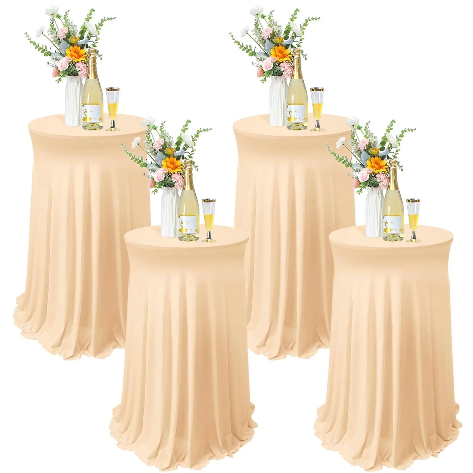 Jupe de Table extensible blanche, 1 pièce, couverture de Table pour hôtel, conférence, Cocktail, Bar, ronde, couleur unie, bordure croisée, décor de Banquet Housse de France