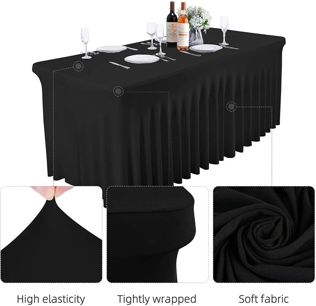 Jupes de Table rectangulaires en Spandex, couverture de Table ajustée de 6 pieds, tissu résistant aux rides pour décoration de fête d'anniversaire de mariage en hôtel Housse de France