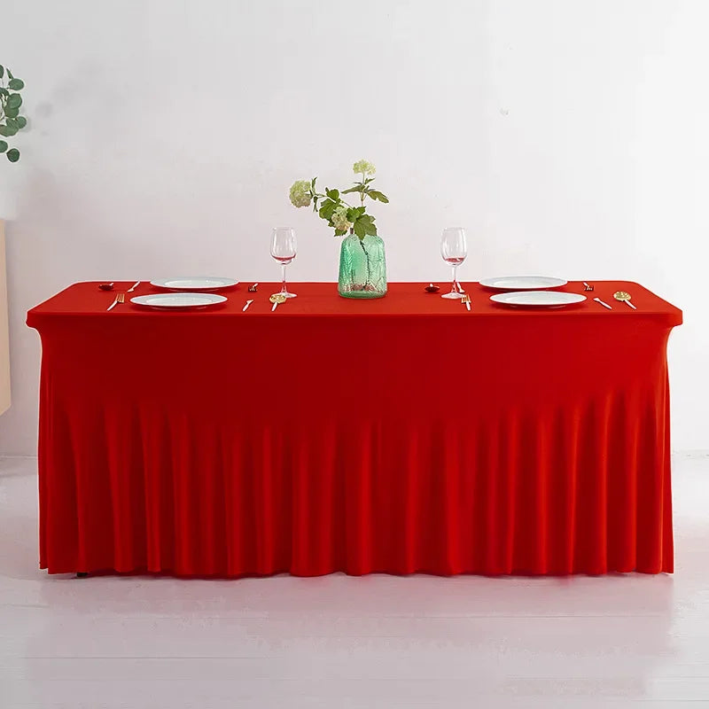 Jupes de Table rectangulaires en Spandex, couverture de Table ajustée de 6 pieds, tissu résistant aux rides pour décoration de fête d'anniversaire de mariage en hôtel Housse de France