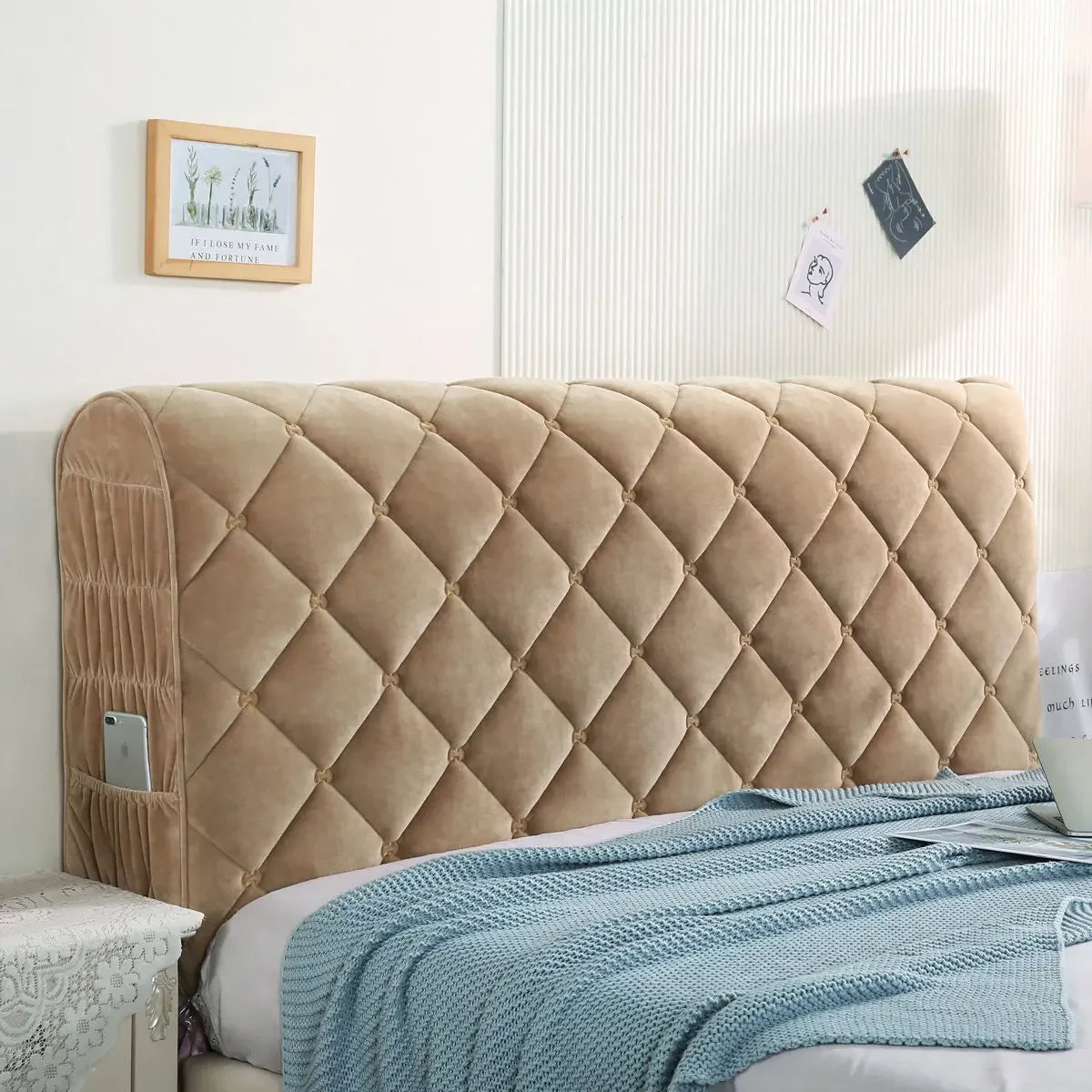 Housse Tête de Lit Velours Matelassé EMBREL élégant Housse de France