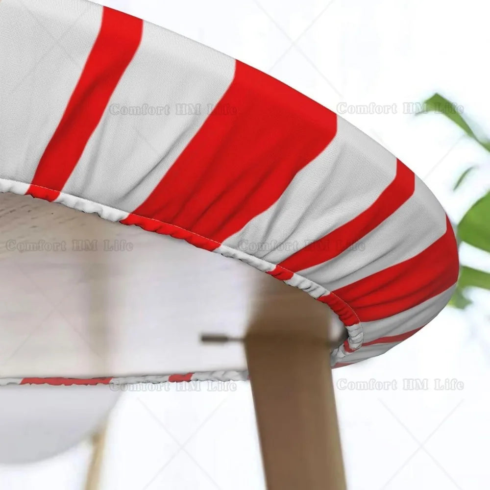 Nappe artificiel astique Ronde de Noël Rouge et Blanc, Menthe Poivrée, Bord Ajusté, Juste de Table, Convient à la Table, 40 "-44", Petit Diamètre Housse de France
