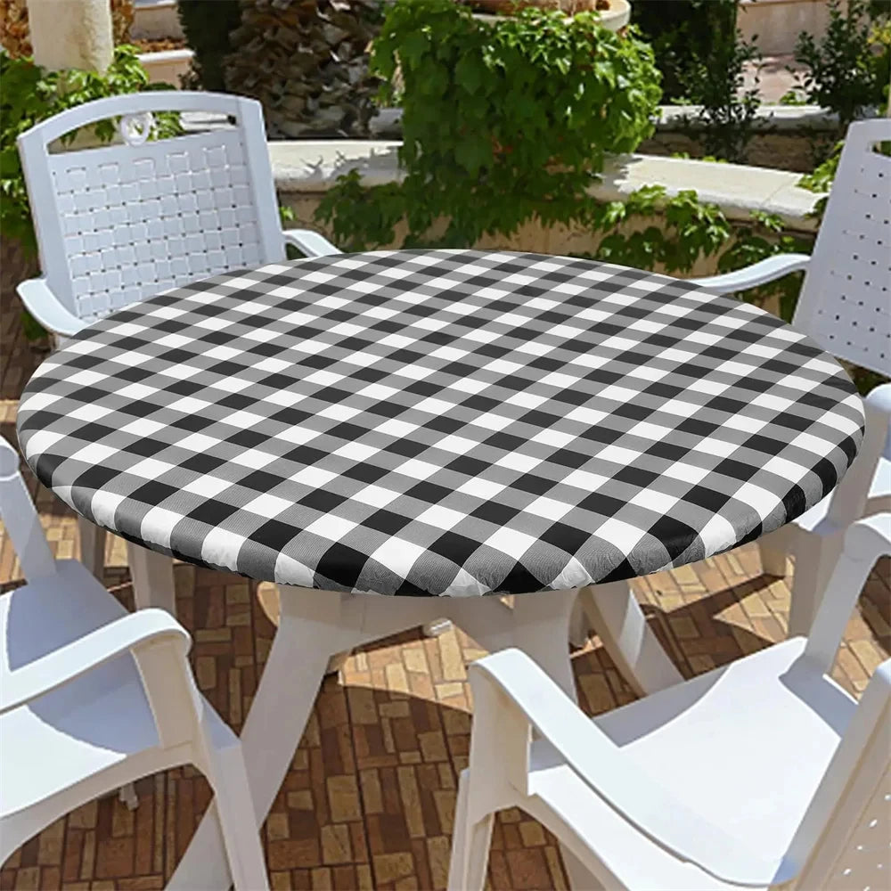 Kitinjoy-Nappe de Table Ronde Ajustée en Vinyle, Couverture artificiel astique Imperméable, Décoration de Maison, Pique-Nique, Camping, Plein Air Housse de France