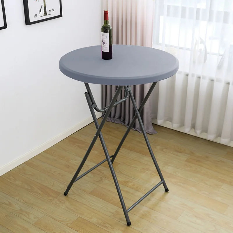 Nappe de Table ronde ajustée de couleur blanche, couverture de Table de Cocktail en Spandex, décoration de Table de Bar haut, extensible élastique résistant aux taches Housse de France