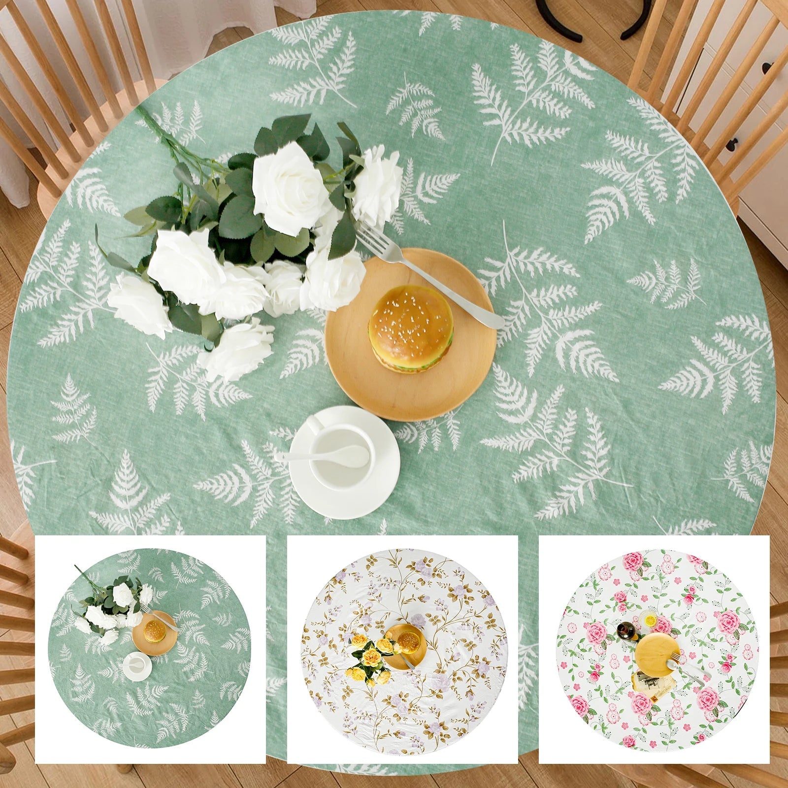 Nappe ronde en vinyle ajustée, nappe élastique durable pour noël, anniversaire, fête de mariage, décoration de salle à manger à domicile Housse de France