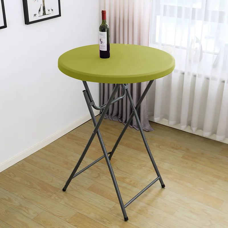 Nappe de Table ronde ajustée de couleur blanche, couverture de Table de Cocktail en Spandex, décoration de Table de Bar haut, extensible élastique résistant aux taches Housse de France