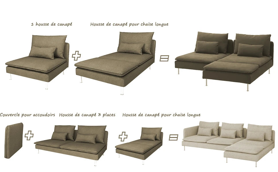 CRIUSJA Housse de canapé pour canapé 1 places IKEA SÖDERHAMN, housse de canapé pour 1 coussin, housses de canapé pour salon, housse de canapé Housse de France