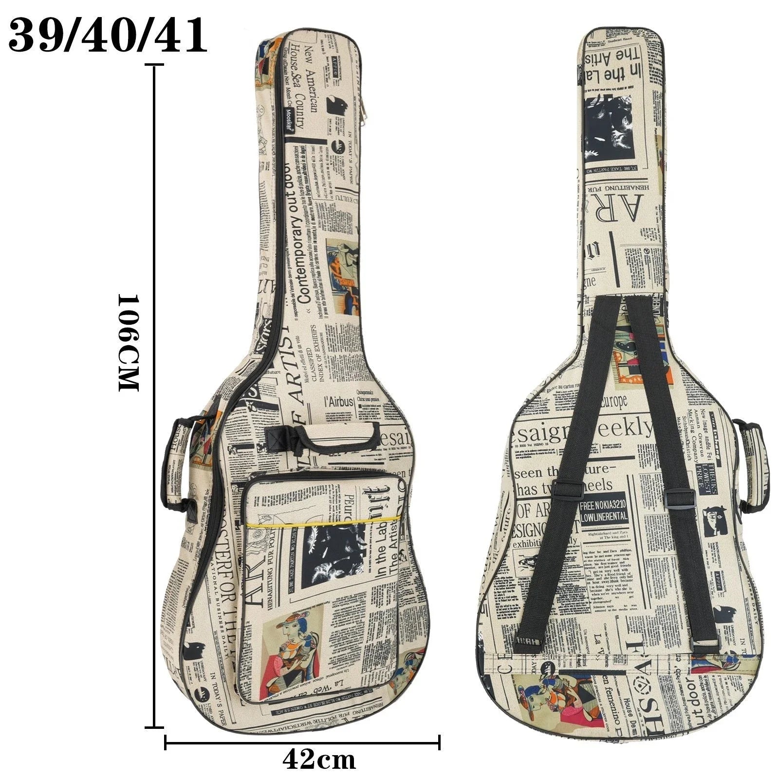 Sac de guitare rembourré épais en tissu Oxford 600D, Style journal, étui de transport pour guitare Folk classique acoustique GIG 40 "/41" Housse de France