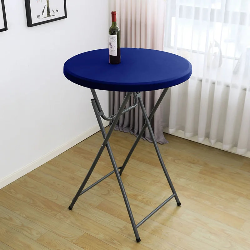 Nappe de Table ronde ajustée de couleur blanche, couverture de Table de Cocktail en Spandex, décoration de Table de Bar haut, extensible élastique résistant aux taches Housse de France