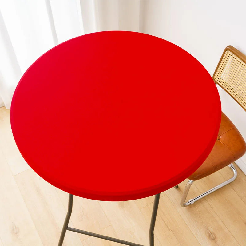 Nappe de Table ronde ajustée de couleur blanche, couverture de Table de Cocktail en Spandex, décoration de Table de Bar haut, extensible élastique résistant aux taches Housse de France