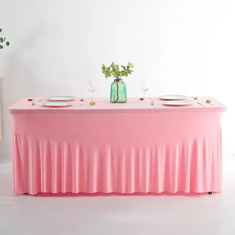 Jupes de Table rectangulaires en Spandex, couverture de Table ajustée de 6 pieds, tissu résistant aux rides pour décoration de fête d'anniversaire de mariage en hôtel Housse de France