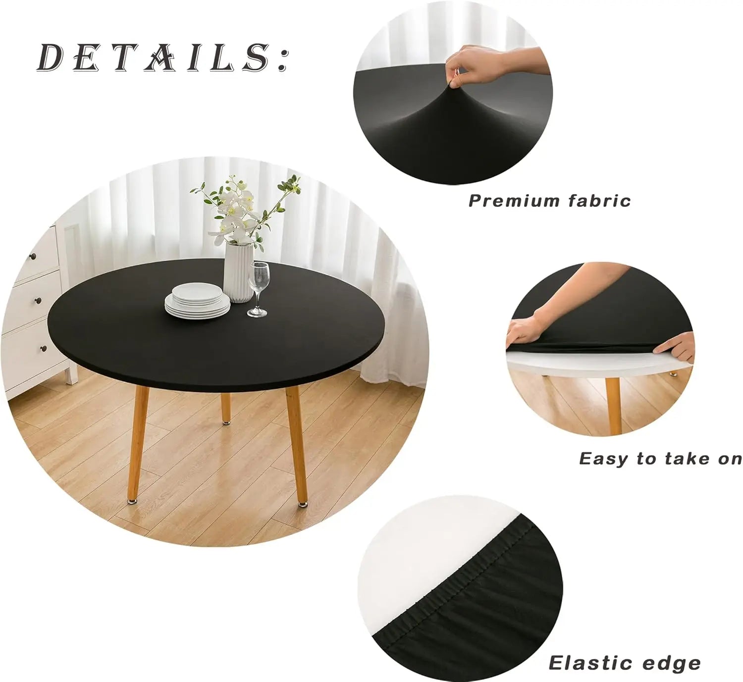 Nappe de Table ronde ajustée de couleur blanche, couverture de Table de Cocktail en Spandex, décoration de Table de Bar haut, extensible élastique résistant aux taches Housse de France