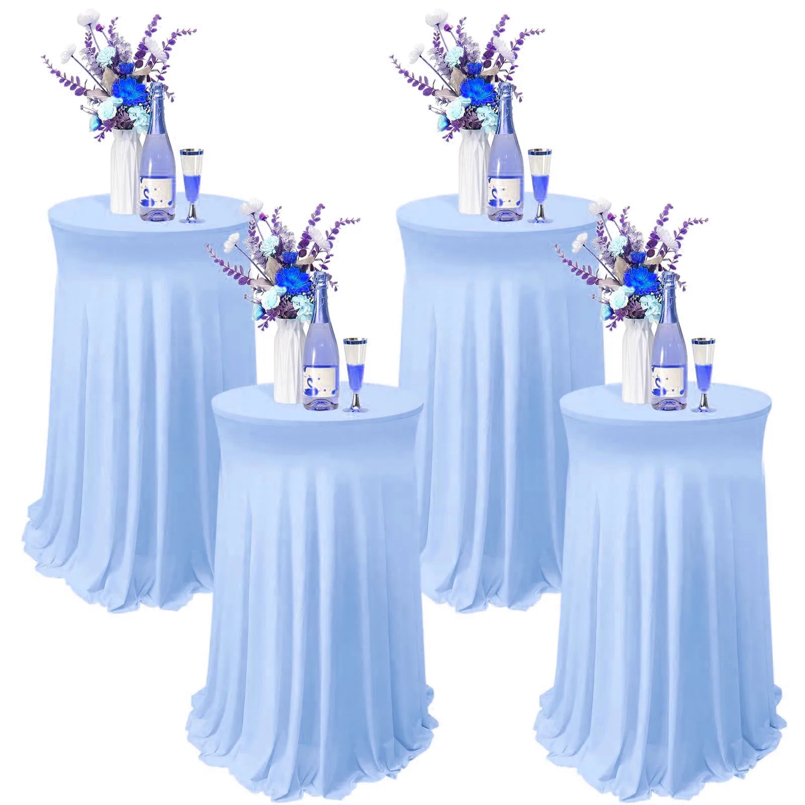 Jupe de Table extensible blanche, 1 pièce, couverture de Table pour hôtel, conférence, Cocktail, Bar, ronde, couleur unie, bordure croisée, décor de Banquet Housse de France
