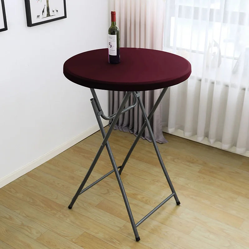 Nappe de Table ronde ajustée de couleur blanche, couverture de Table de Cocktail en Spandex, décoration de Table de Bar haut, extensible élastique résistant aux taches Housse de France