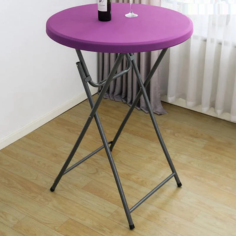 Nappe de Table ronde ajustée de couleur blanche, couverture de Table de Cocktail en Spandex, décoration de Table de Bar haut, extensible élastique résistant aux taches Housse de France