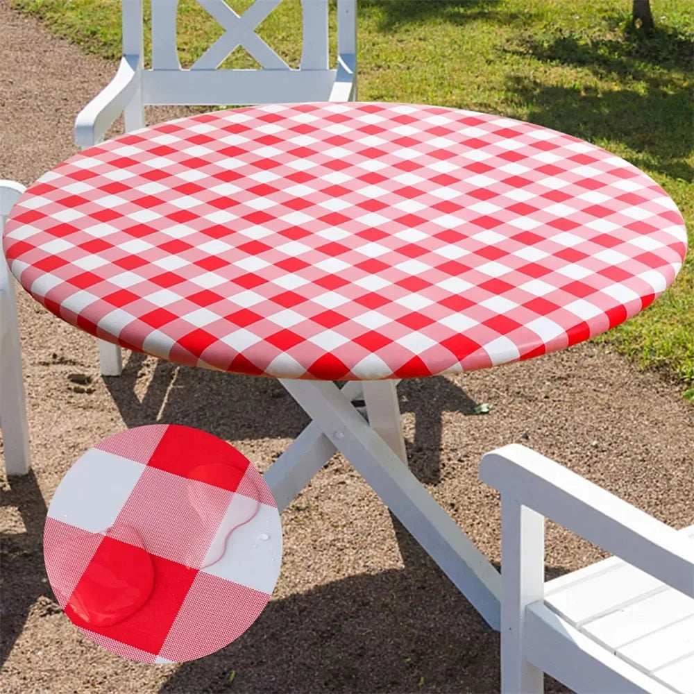 Kitinjoy-Nappe de Table Ronde Ajustée en Vinyle, Couverture artificiel astique Imperméable, Décoration de Maison, Pique-Nique, Camping, Plein Air Housse de France