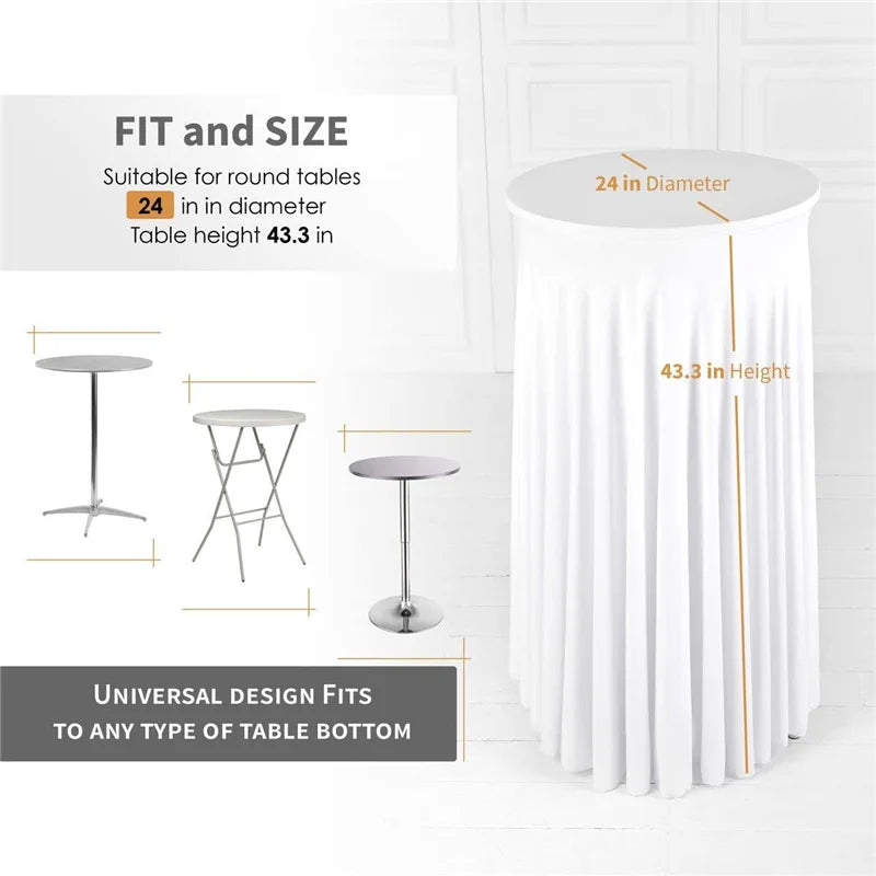 Jupe de Table extensible blanche, 1 pièce, couverture de Table pour hôtel, conférence, Cocktail, Bar, ronde, couleur unie, bordure croisée, décor de Banquet Housse de France