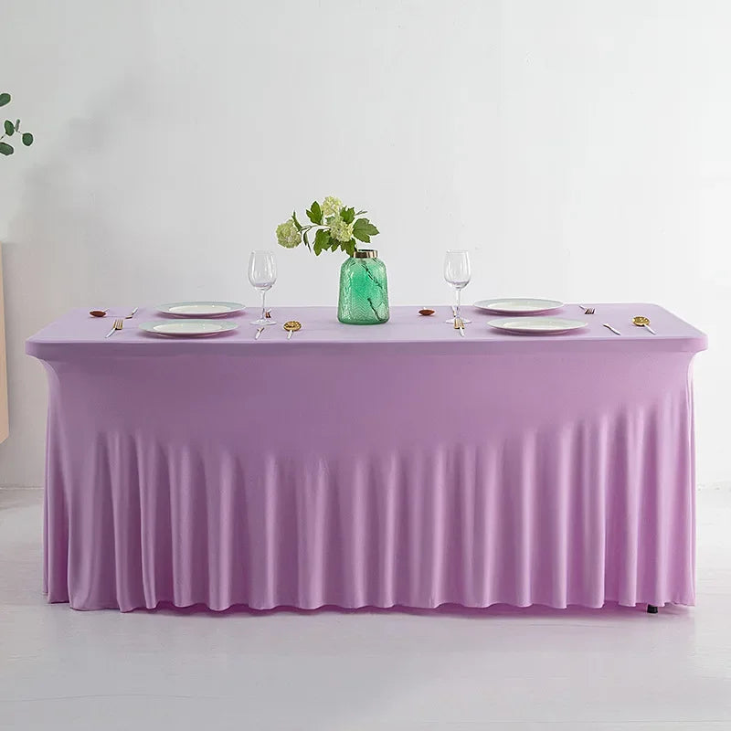 Jupes de Table rectangulaires en Spandex, couverture de Table ajustée de 6 pieds, tissu résistant aux rides pour décoration de fête d'anniversaire de mariage en hôtel Housse de France