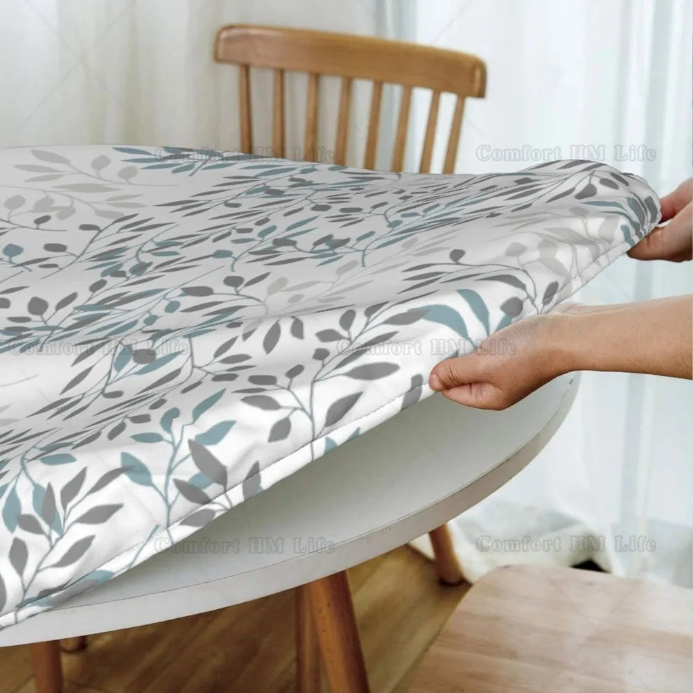 Nappe de table ajustée à feuilles rondes à bords élastiques, nappe décorative pour la maison, pour la cuisine intérieure et extérieure, convient à 40-44 pouces Housse de France