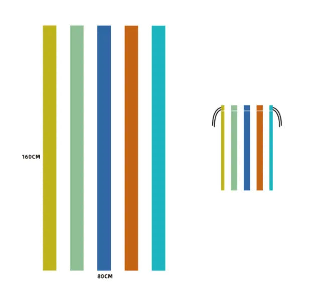 Serviette Plage Microfibre VAIANO Rainbow stripes-80x160cm Round mesh bag