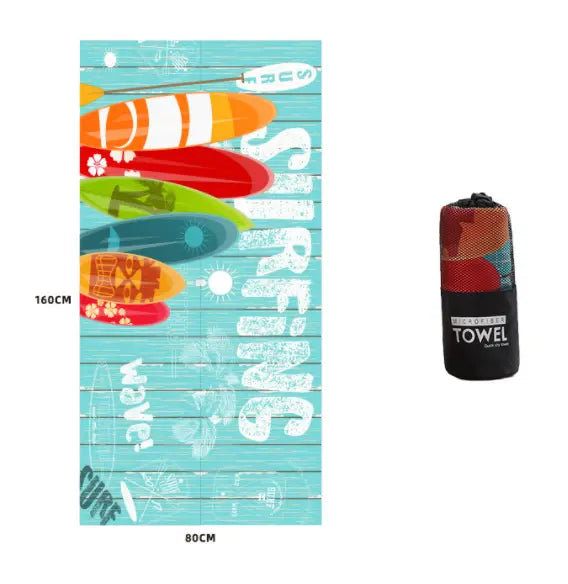 Serviette Plage Microfibre VAIANO Azure Surf-80x160cm printed storage bag