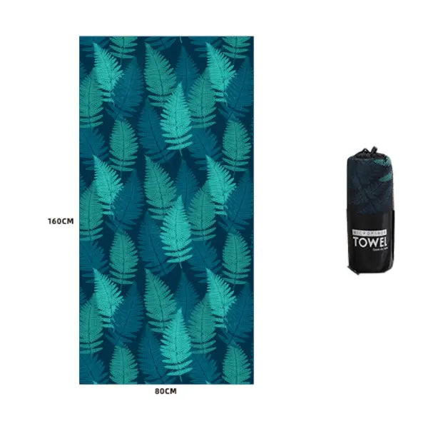 Serviette Plage Microfibre VAIANO Middle lake blue conifer-80x160cm opp bag