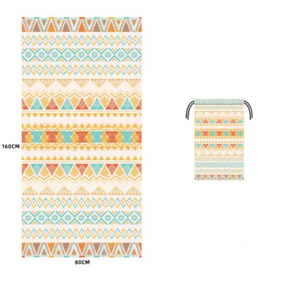 Serviette Plage Microfibre VAIANO Light yellow boho-80x160cm printed storage bag