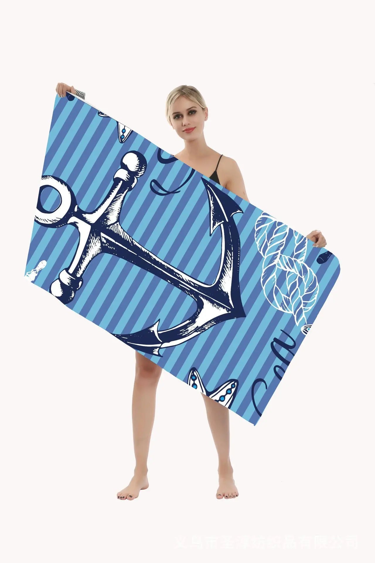 Serviette Plage Séchage Rapide TURBLAX Blue Boat Anchor-80X160cm