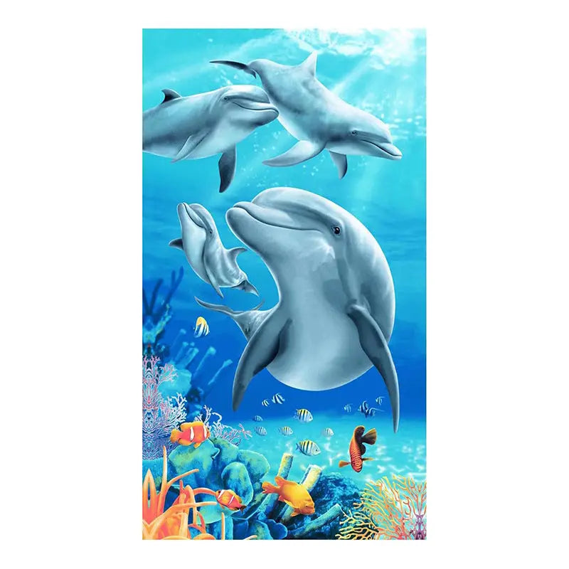 Serviette de Plage Colorée LUMINA Four dolphins