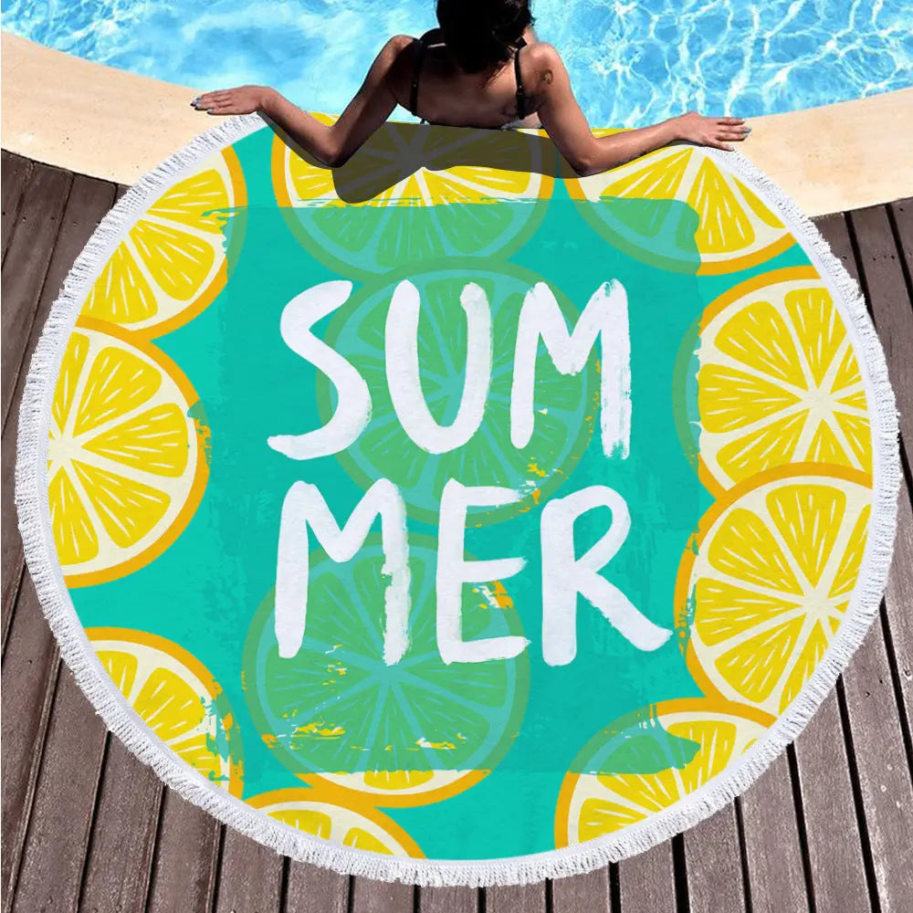 Serviette de Plage Imprimée GAIA 3 style tassel-150x150cm