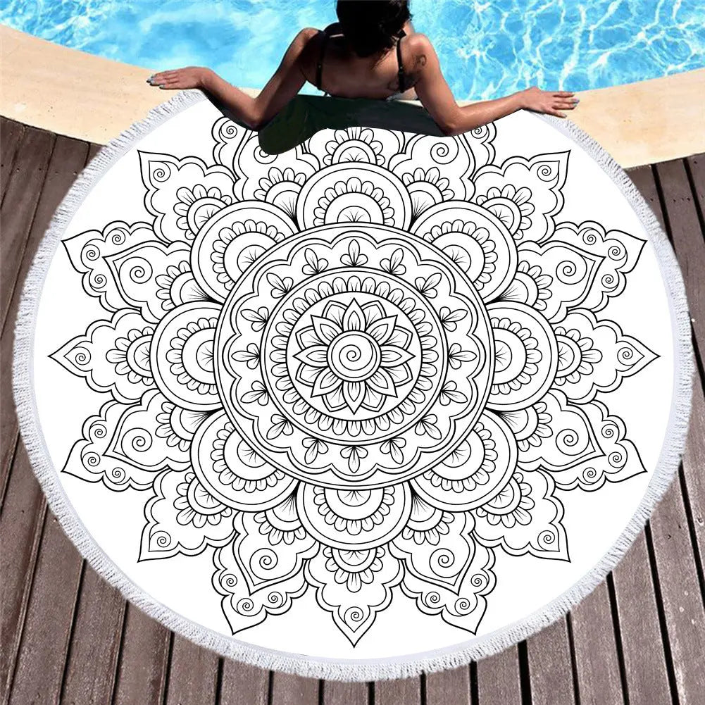 Serviette de Plage Rond Microfibra FLEUR 2 style