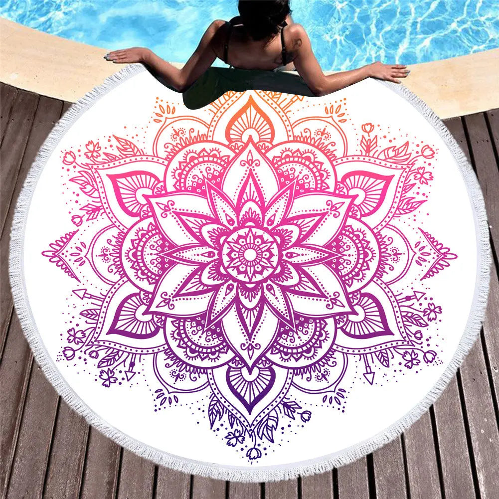 Serviette de Plage Rond Microfibra FLEUR 3 style