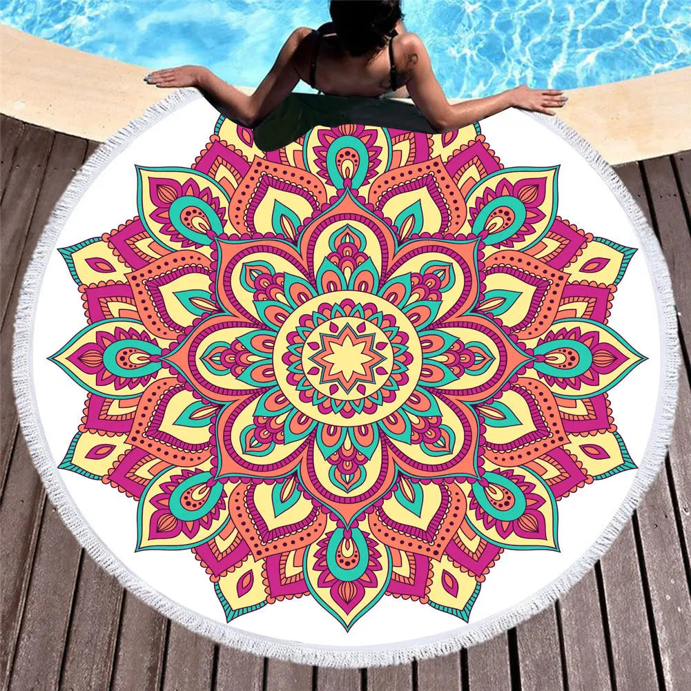 Serviette de Plage Rond Microfibra FLEUR 1 style