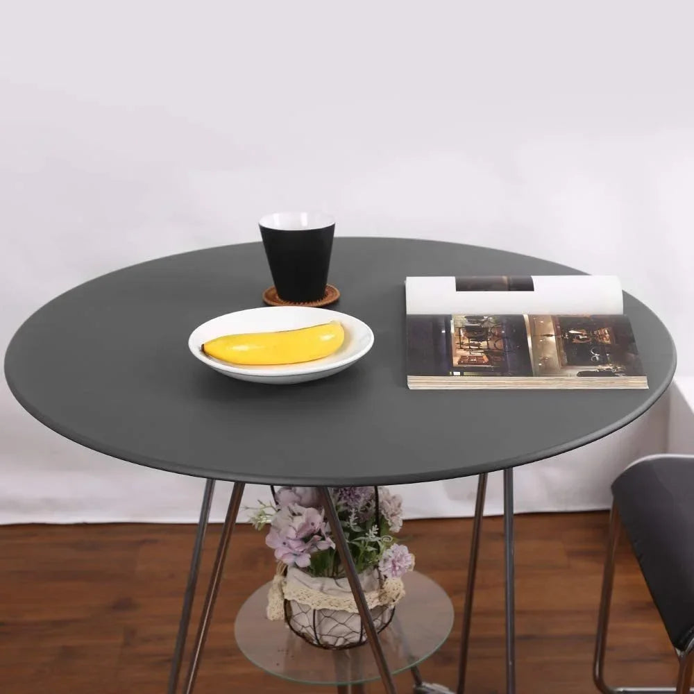Couverture de Table ronde élastique, 1 pièce, tissu de protection, nappe en Polyester imperméable, couverture de Table ajustée pour restauration avec bords élastiques Housse de France