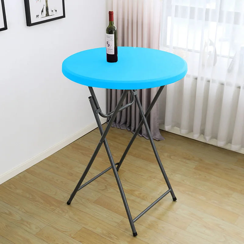 Nappe de Table ronde ajustée de couleur blanche, couverture de Table de Cocktail en Spandex, décoration de Table de Bar haut, extensible élastique résistant aux taches Housse de France