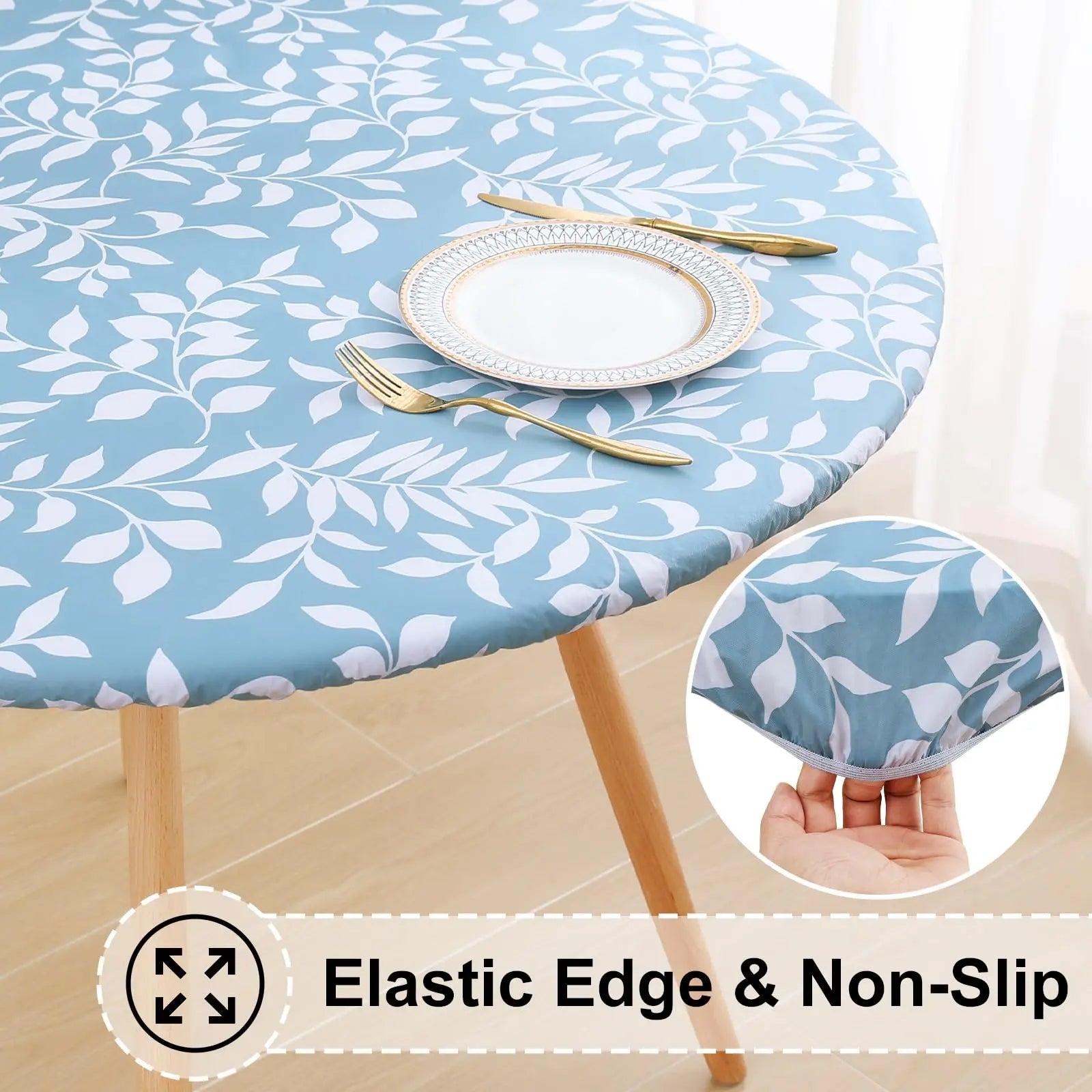 Olanly – nappe ronde élastique ajustée en flanelle, couverture de Table en vinyle imperméable et essuyable pour Table à manger et Camping Housse de France