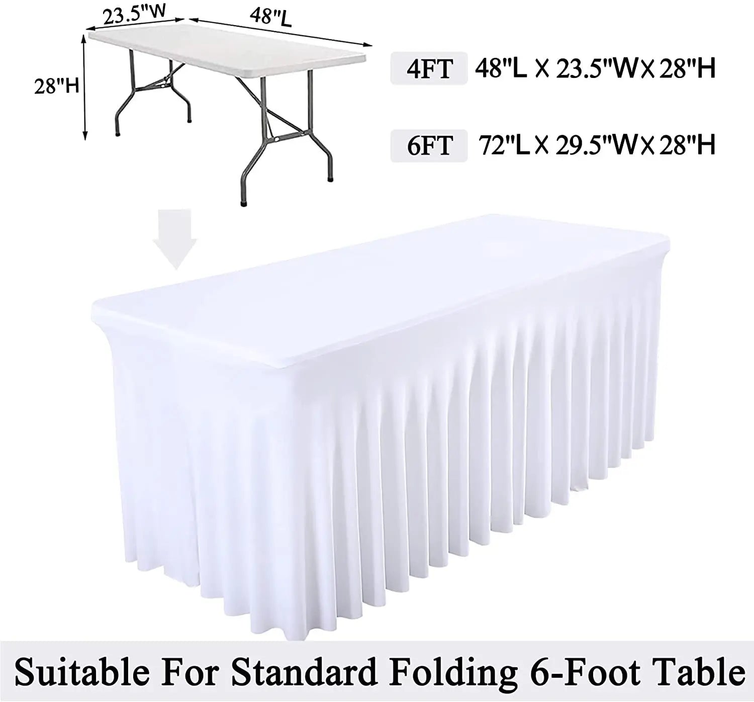 Jupes de Table rectangulaires en Spandex, couverture de Table ajustée de 6 pieds, tissu résistant aux rides pour décoration de fête d'anniversaire de mariage en hôtel Housse de France