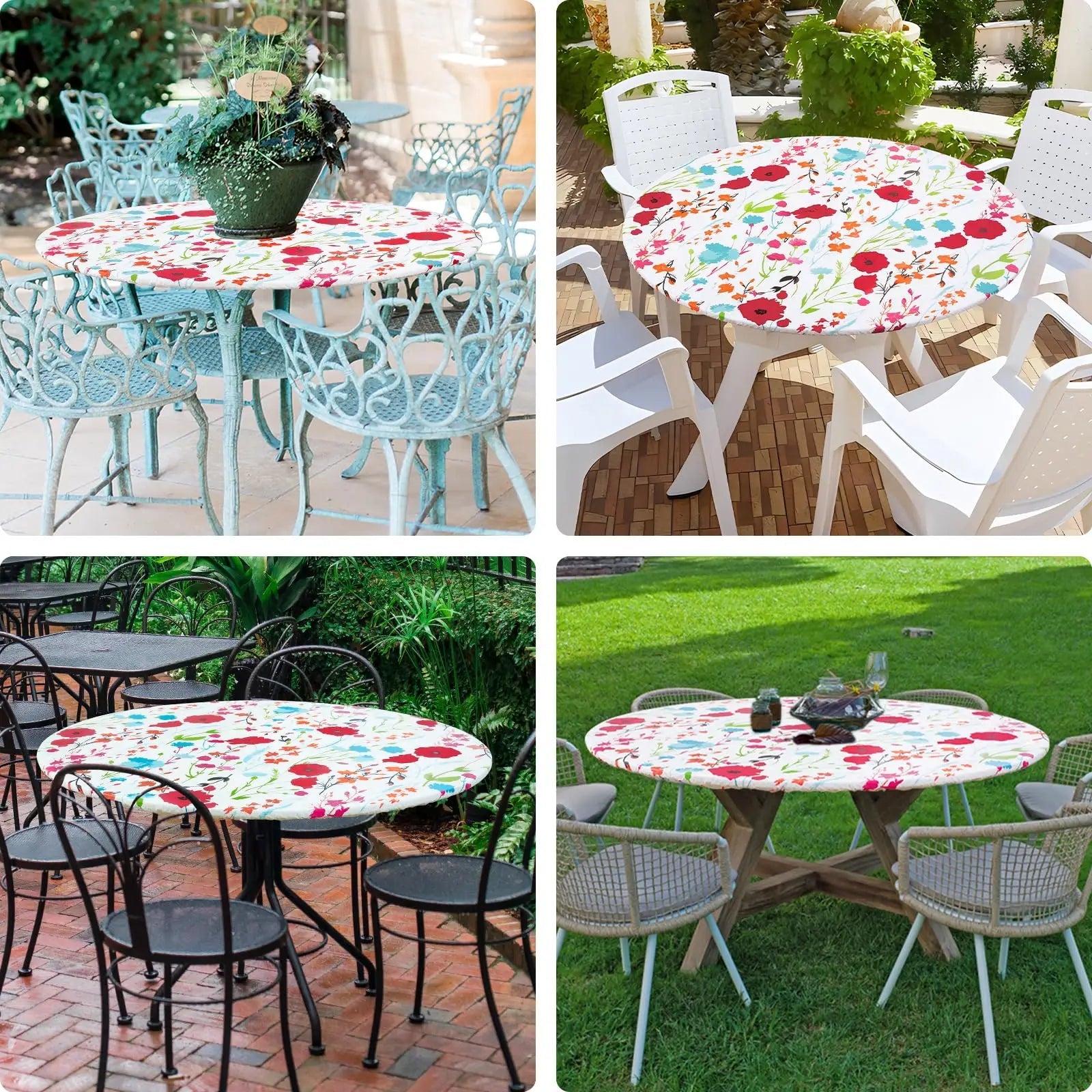 Olanly – nappe ronde élastique ajustée en flanelle, couverture de Table en vinyle imperméable et essuyable pour Table à manger et Camping Housse de France