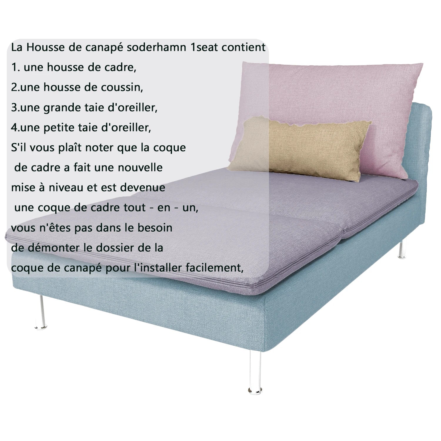 CRIUSJA Housse de canapé pour  ikea SÖDERHAMN Chaise Longue, housse de canapé pour 1 coussin, housses de canapé pour salon Housse de France